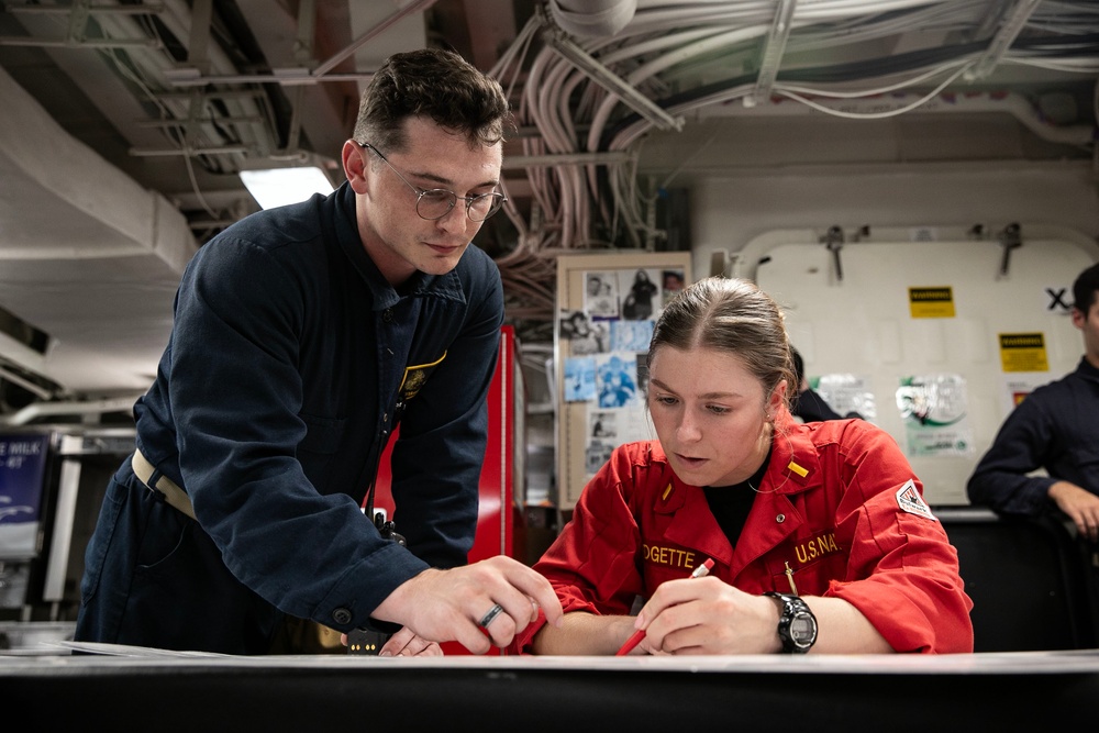 USS Wayne E. Meyer conducts operations in the U.S. Central Command area of responsibility as part of the Carl Vinson Carrier Strike Group