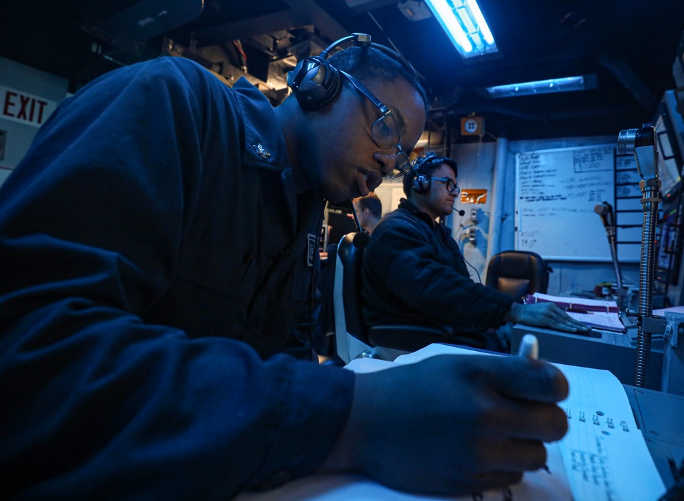 USS Milius conducts operations in the U.S. Central Command area of responsibility as part of the Carl Vinson Carrier Strike Group
