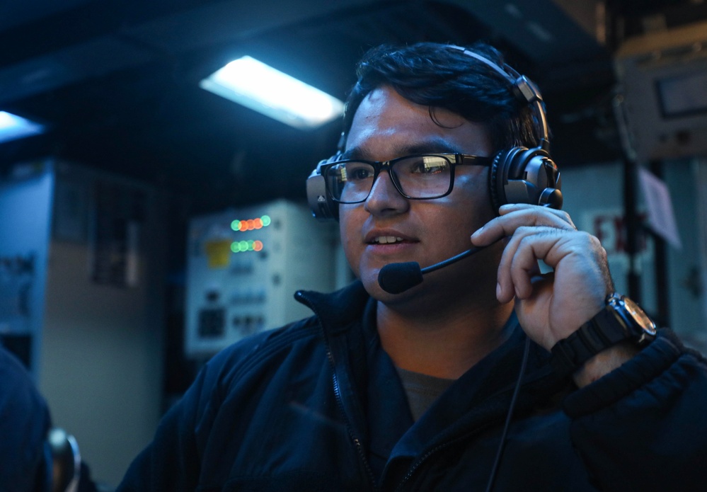 USS Milius conducts operations in the U.S. Central Command area of responsibility as part of the Carl Vinson Carrier Strike Group