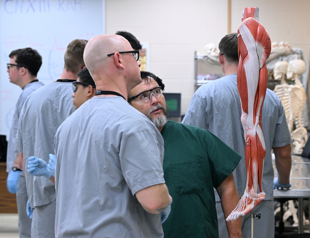 Students in Special Operations Combat Medic Course Take Part in Human Skeletal and Muscular Training
