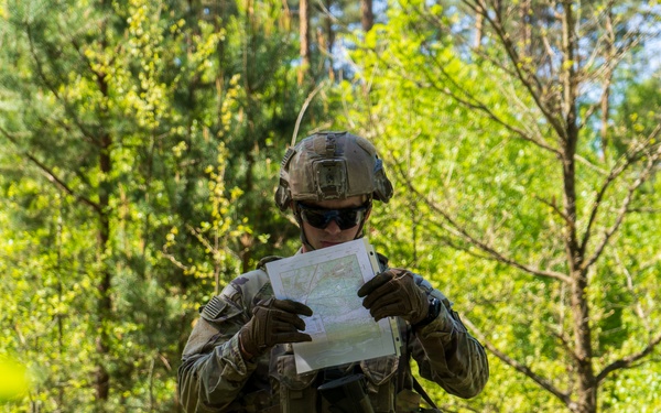 V Corps Soldiers conduct land navigation during best squad competition