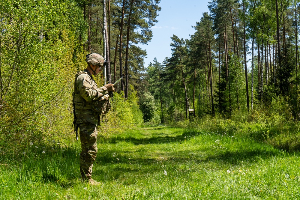V Corps Soldiers conduct land navigation during best squad competition