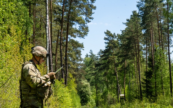 V Corps Soldiers conduct land navigation during best squad competition
