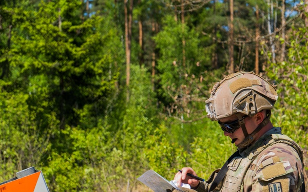 V Corps Soldiers conduct land navigation during best squad competition