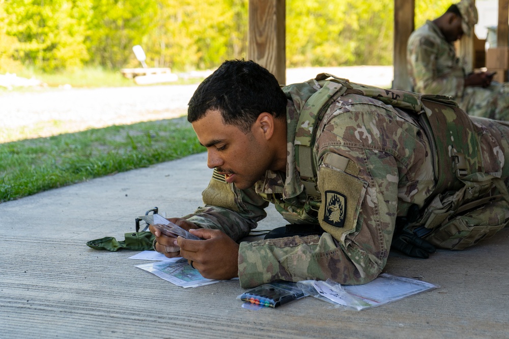 V Corps Soldiers conduct land navigation during best squad competition