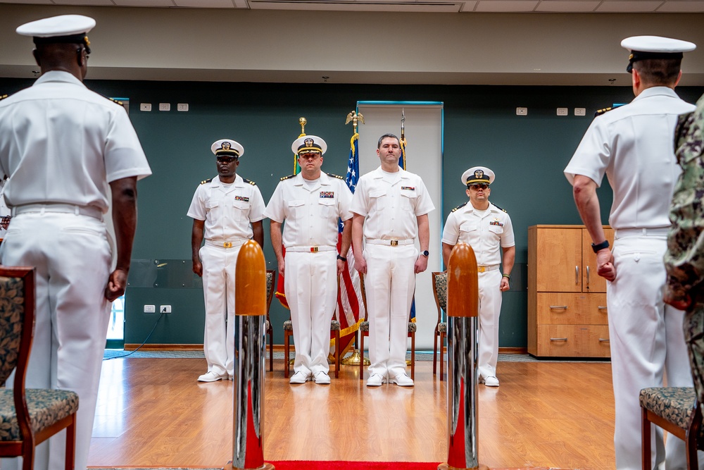 Hospital Corpsman First Class Cameron Galindo is commissioned as a Medical Service Corps Officer