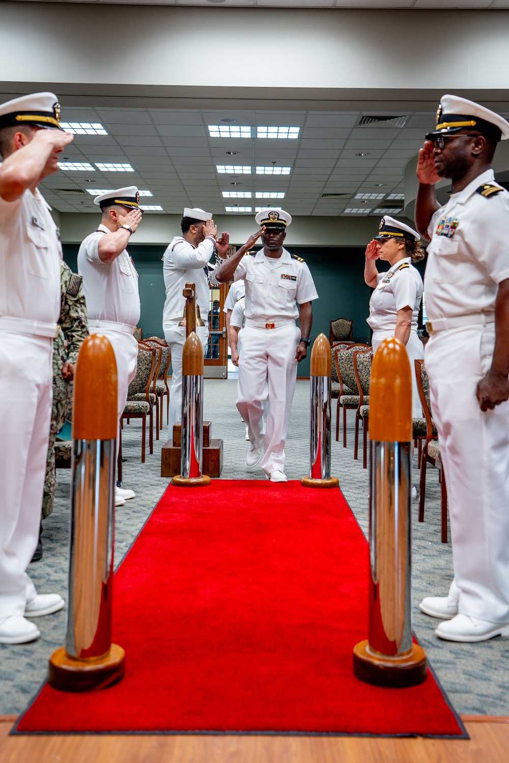 Hospital Corpsman First Class Cameron Galindo is commissioned as a Medical Service Corps Officer
