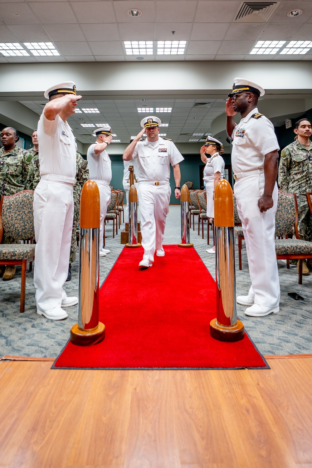 Hospital Corpsman First Class Cameron Galindo is commissioned as a Medical Service Corps Officer