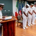 Hospital Corpsman First Class Cameron Galindo is commissioned as a Medical Service Corps Officer