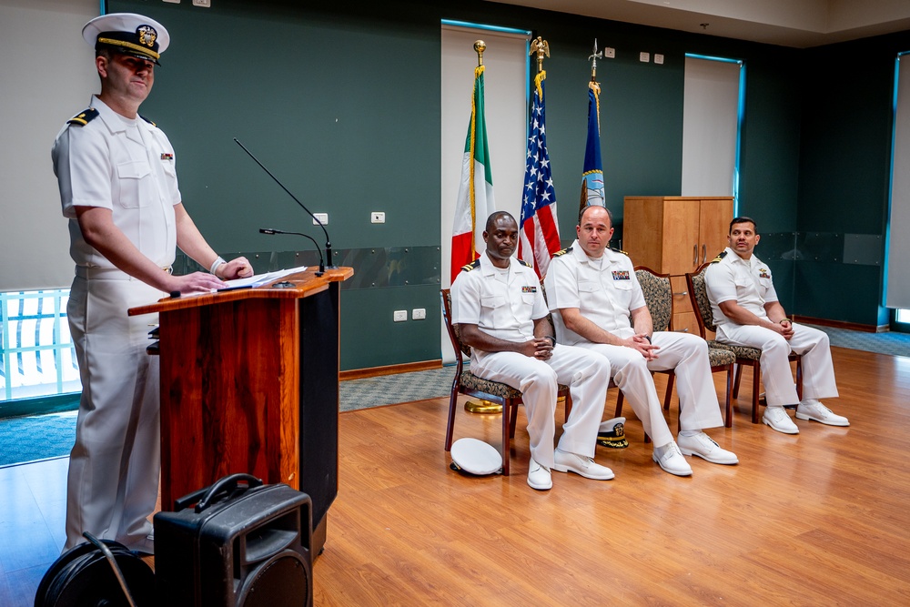 Hospital Corpsman First Class Cameron Galindo is commissioned as a Medical Service Corps Officer