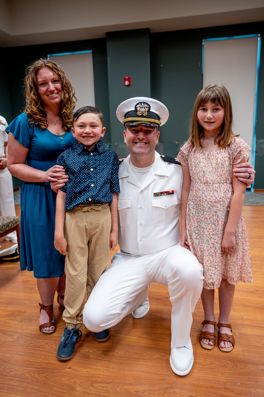 Hospital Corpsman First Class Cameron Galindo is commissioned as a Medical Service Corps Officer