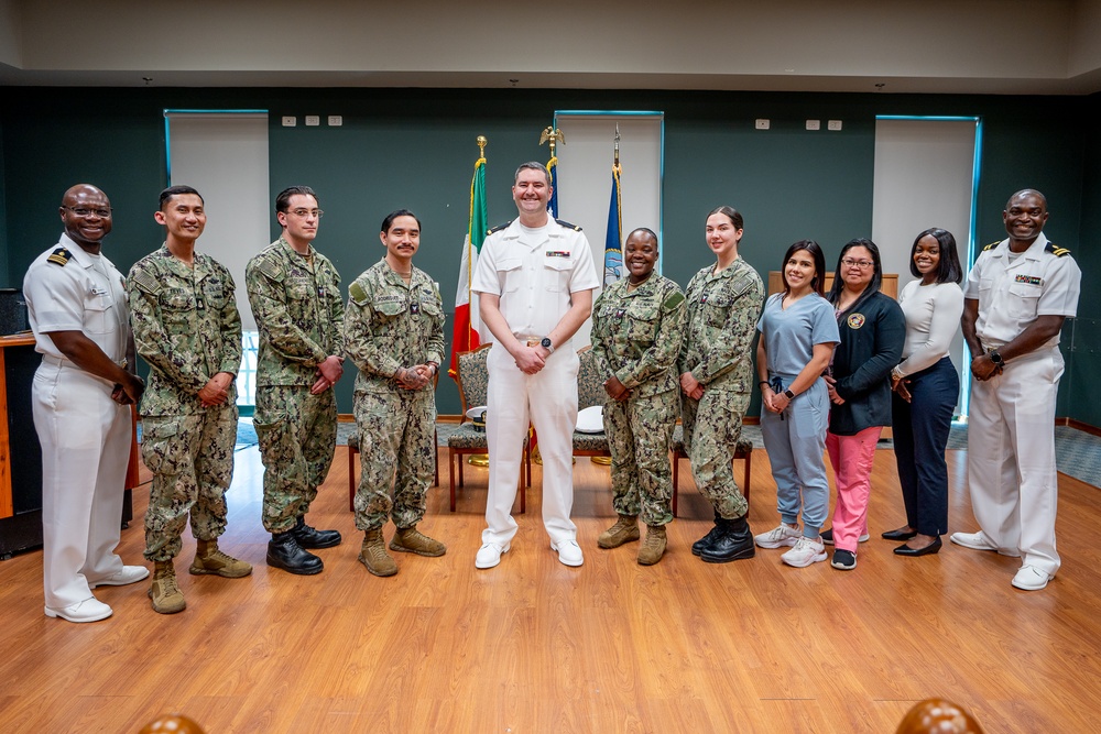 Hospital Corpsman First Class Cameron Galindo is commissioned as a Medical Service Corps Officer
