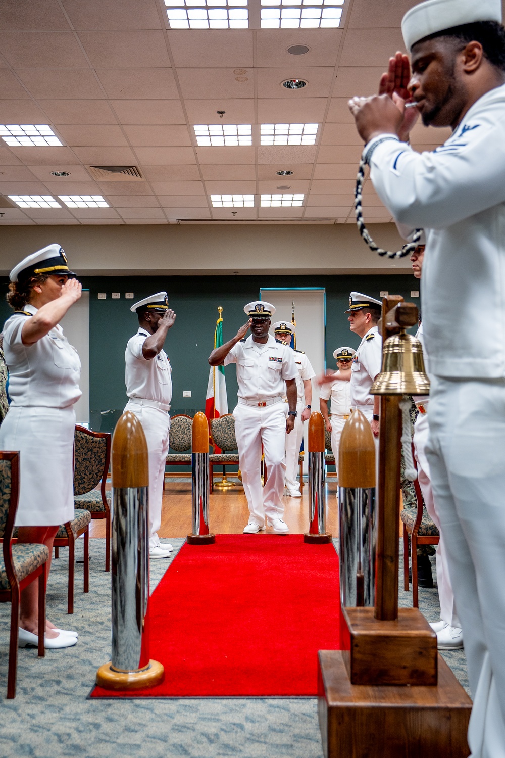 Hospital Corpsman First Class Cameron Galindo is commissioned as a Medical Service Corps Officer