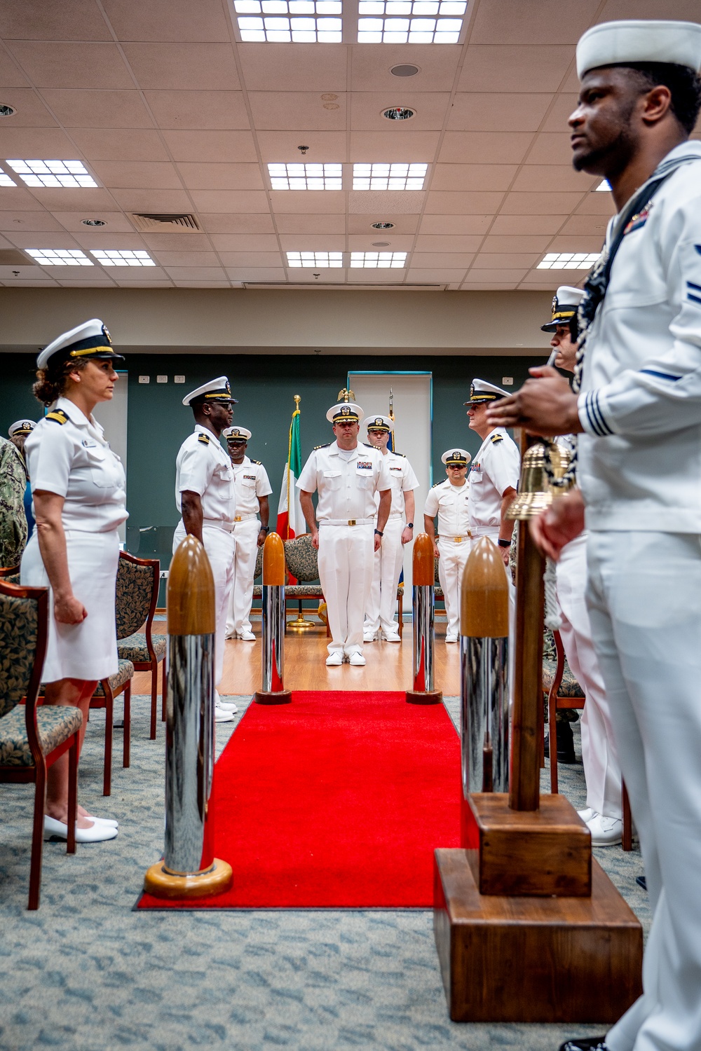Hospital Corpsman First Class Cameron Galindo is commissioned as a Medical Service Corps Officer