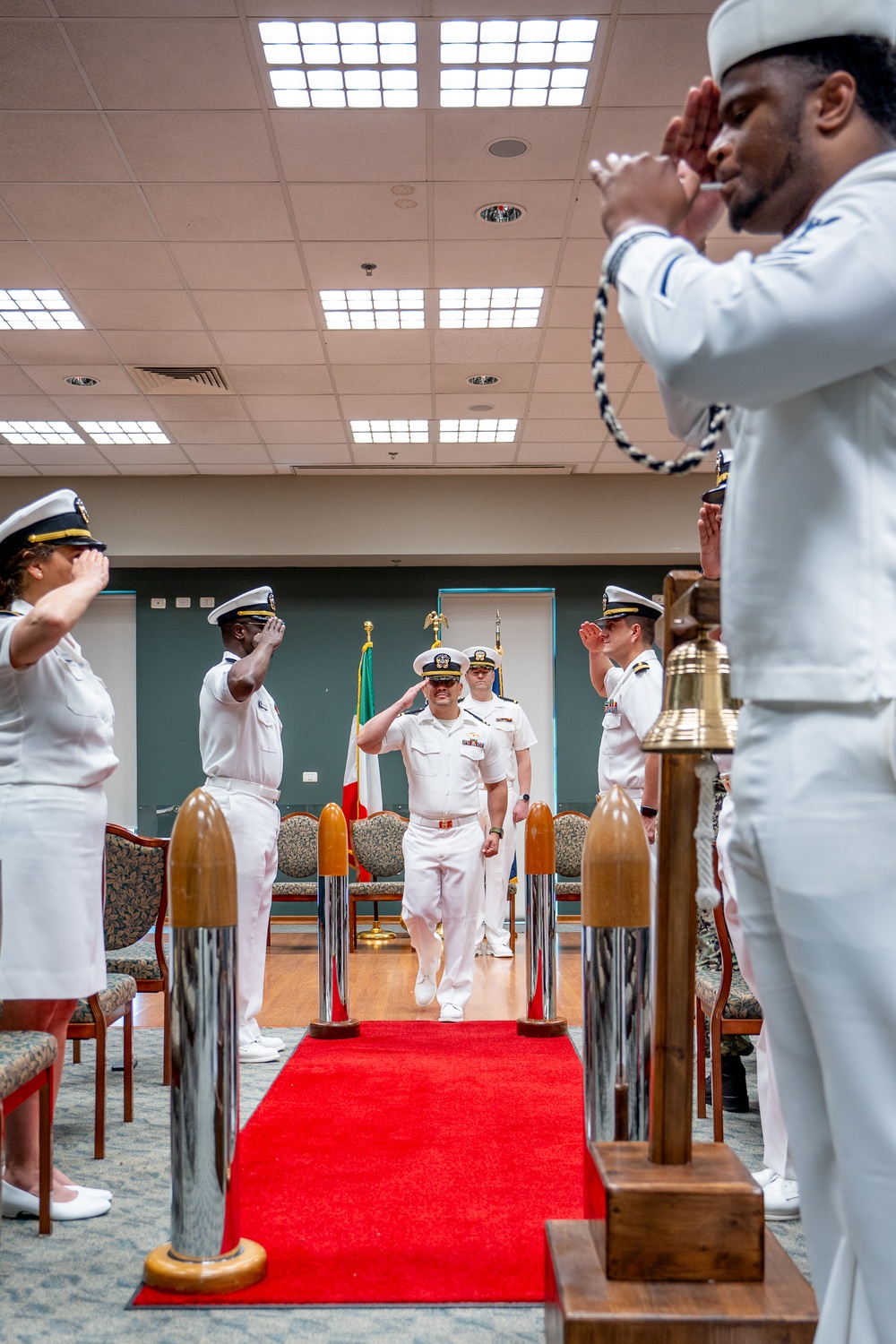 Hospital Corpsman First Class Cameron Galindo is commissioned as a Medical Service Corps Officer