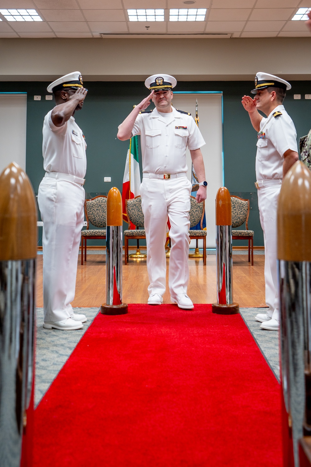 Hospital Corpsman First Class Cameron Galindo is commissioned as a Medical Service Corps Officer