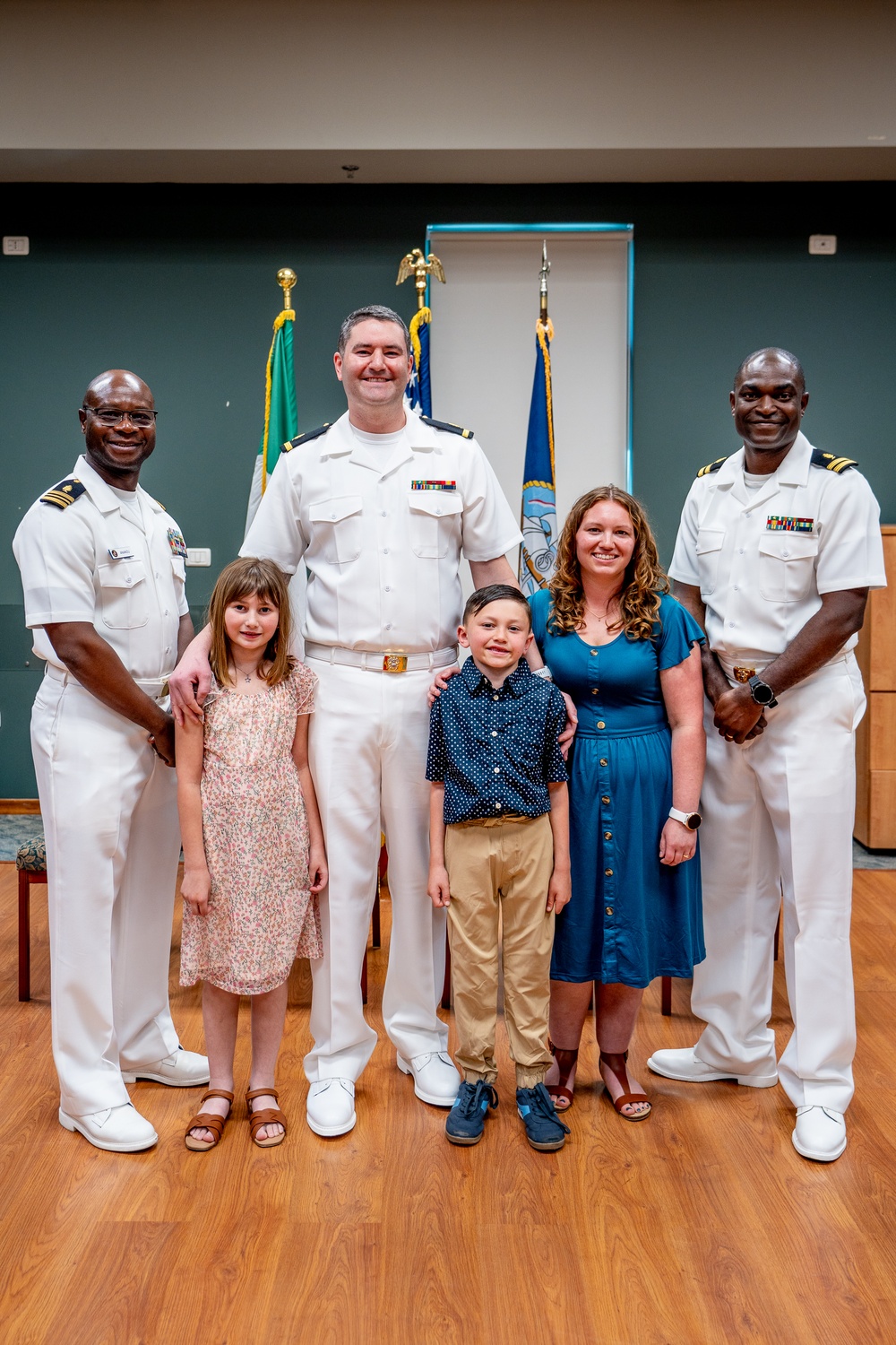Hospital Corpsman First Class Cameron Galindo is commissioned as a Medical Service Corps Officer