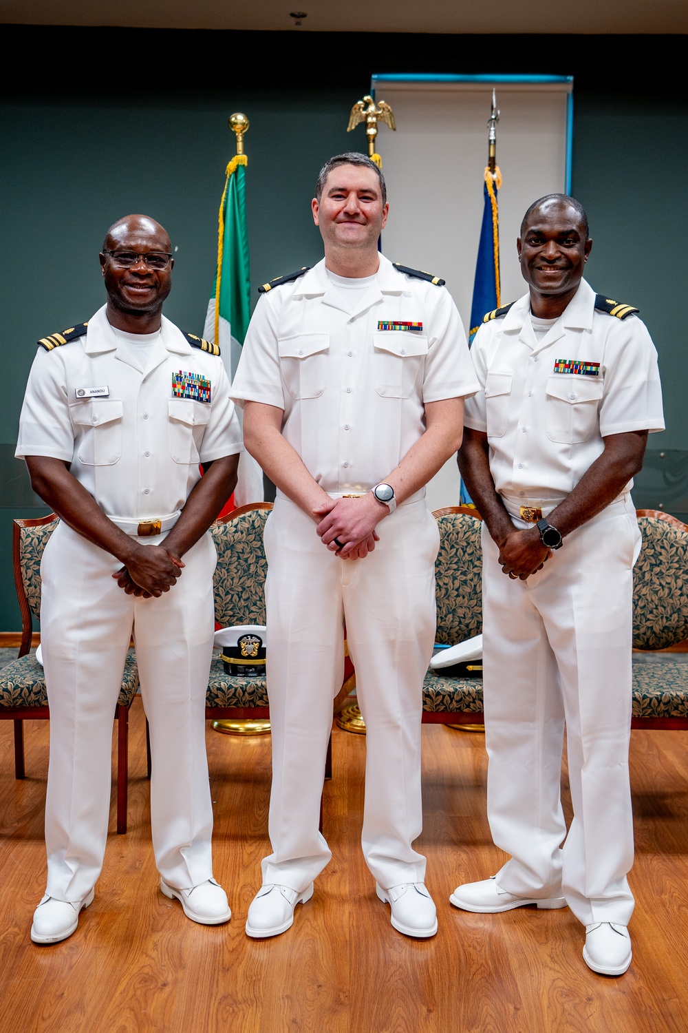 Hospital Corpsman First Class Cameron Galindo is commissioned as a Medical Service Corps Officer
