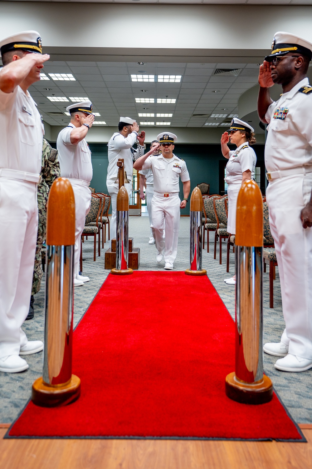 Hospital Corpsman First Class Cameron Galindo is commissioned as a Medical Service Corps Officer