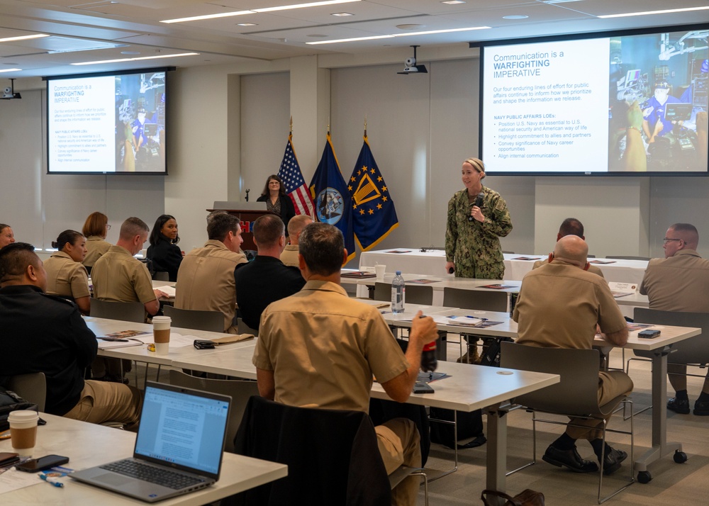 Public Affairs Staff Briefs Media Engagement Training to Future Command Triad MembersPublic Affairs Staff Briefs Media Engagement Training to Future Command Triad Members