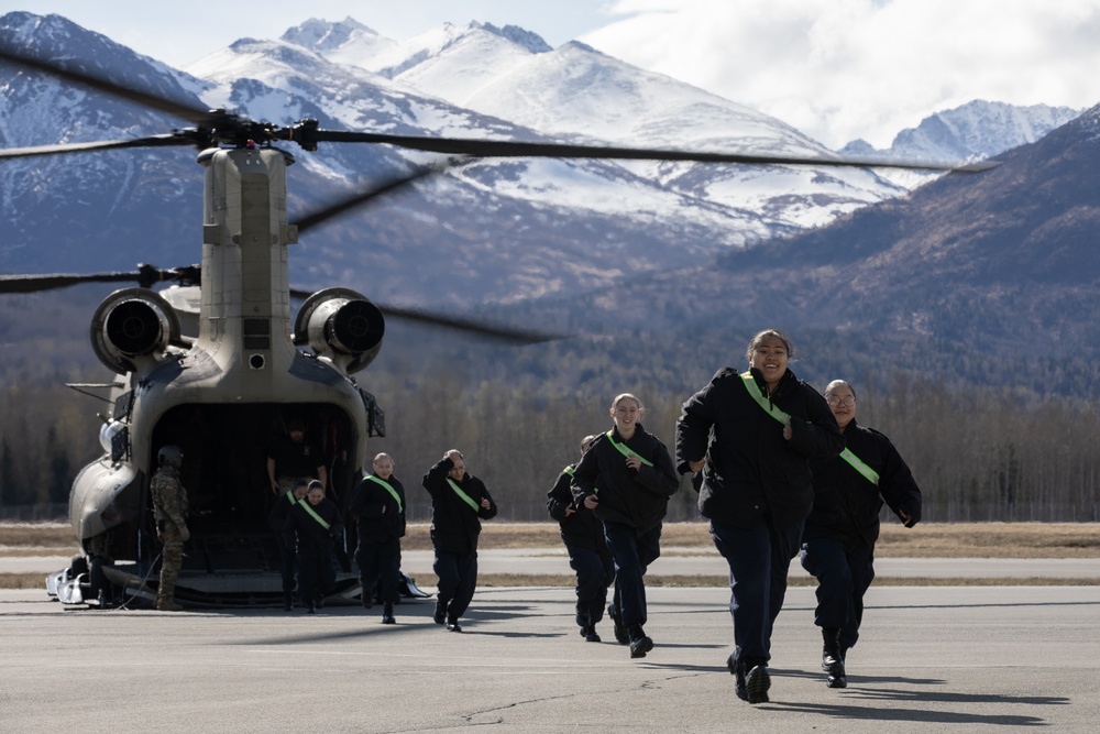 Alaska Military Youth Academy cadets fly with the Alaska Army National Guard