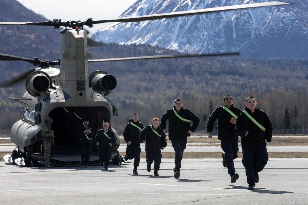 Alaska Military Youth Academy cadets fly with the Alaska Army National Guard