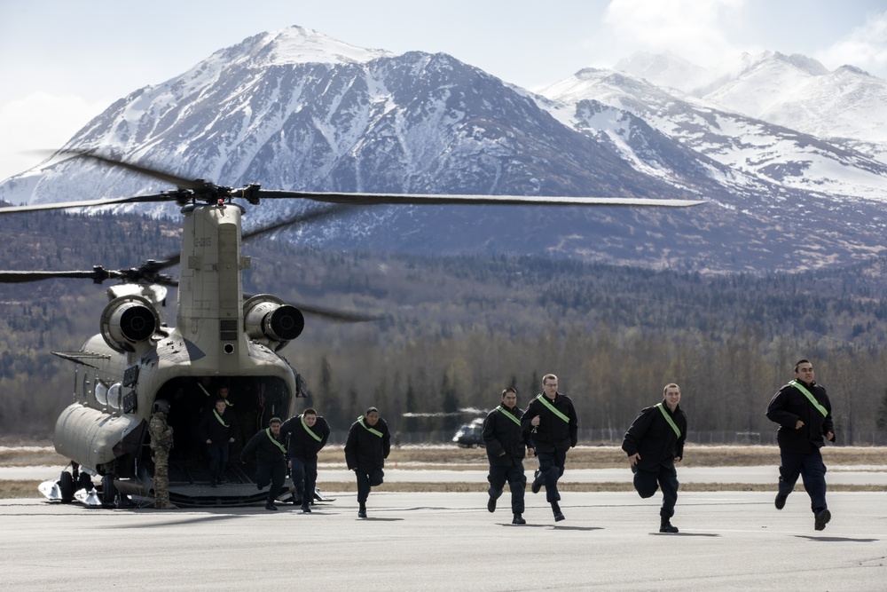 Alaska Military Youth Academy cadets fly with the Alaska Army National Guard