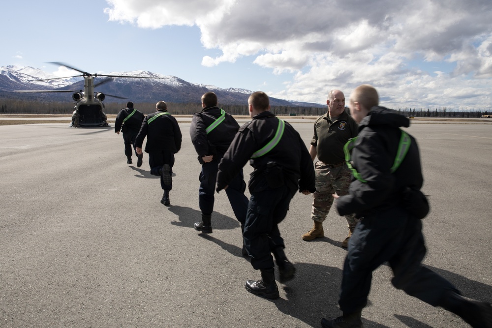 Alaska Military Youth Academy cadets fly with the Alaska Army National Guard