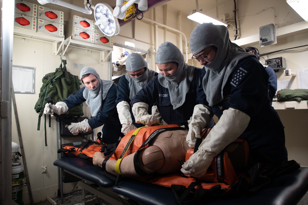 George Washington Sailors train during a general quarters drill