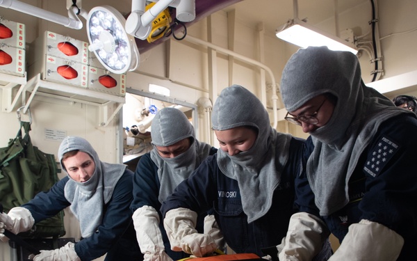 George Washington Sailors train during a general quarters drill