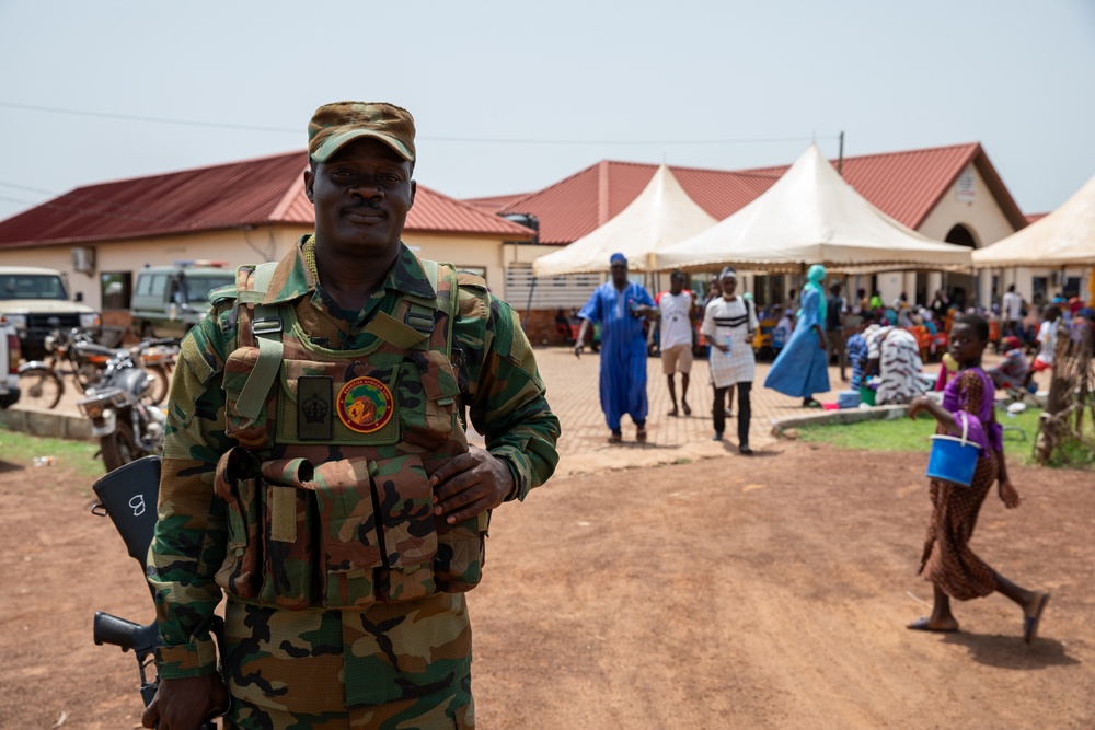 Soldier from the Ghana Armed Forces takes part in African Lion 25 in Ghana