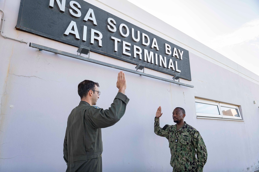 LS1 Steve Akpaka Reenlists at NSA Souda Bay