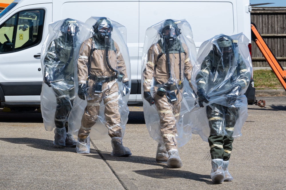 Skyway Chariot: 100th OSS Airmen practice aircrew decontamination