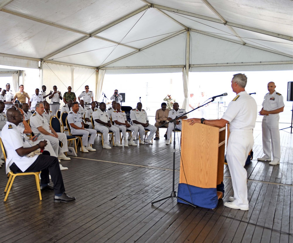USS Mount Whitney Hosts Leadership Reception in Cape Verde