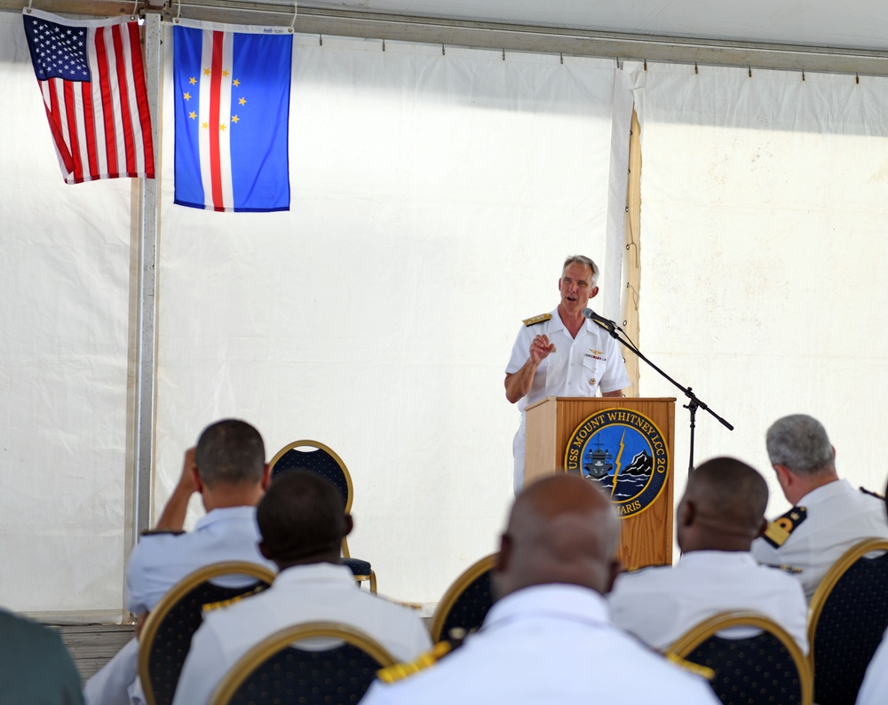 USS Mount Whitney Hosts Leadership Reception in Cape Verde