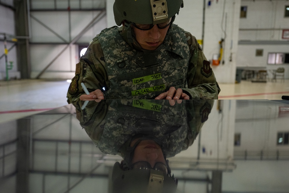 Skyway Chariot: 100th MXS simulates aircraft battle damage repair