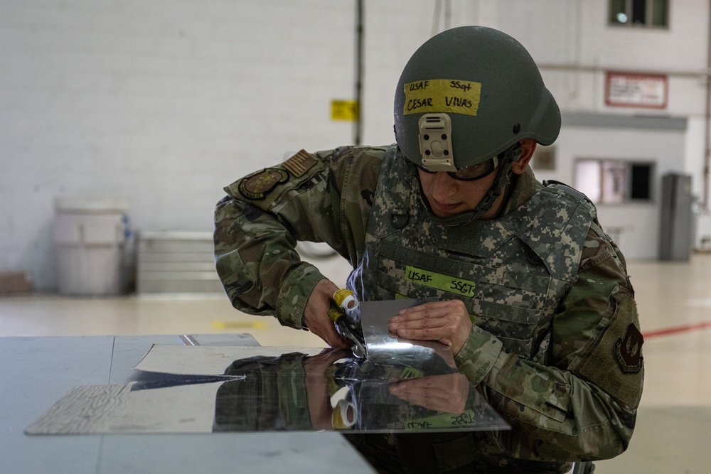 Skyway Chariot: 100th MXS simulates aircraft battle damage repair