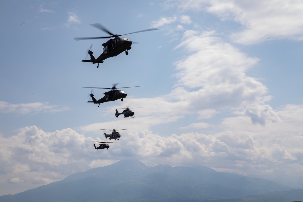 KFOR aviation conduct international partner multi-ship familiarization flight