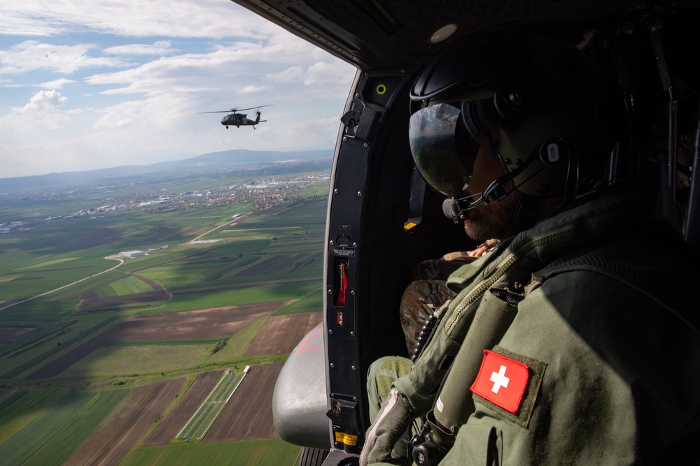KFOR aviation conduct international partner multi-ship familiarization flight