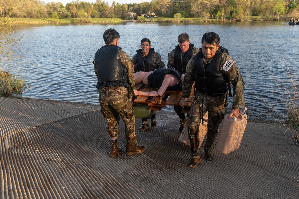 Army Reserve Best Medic Competitors carry their raft