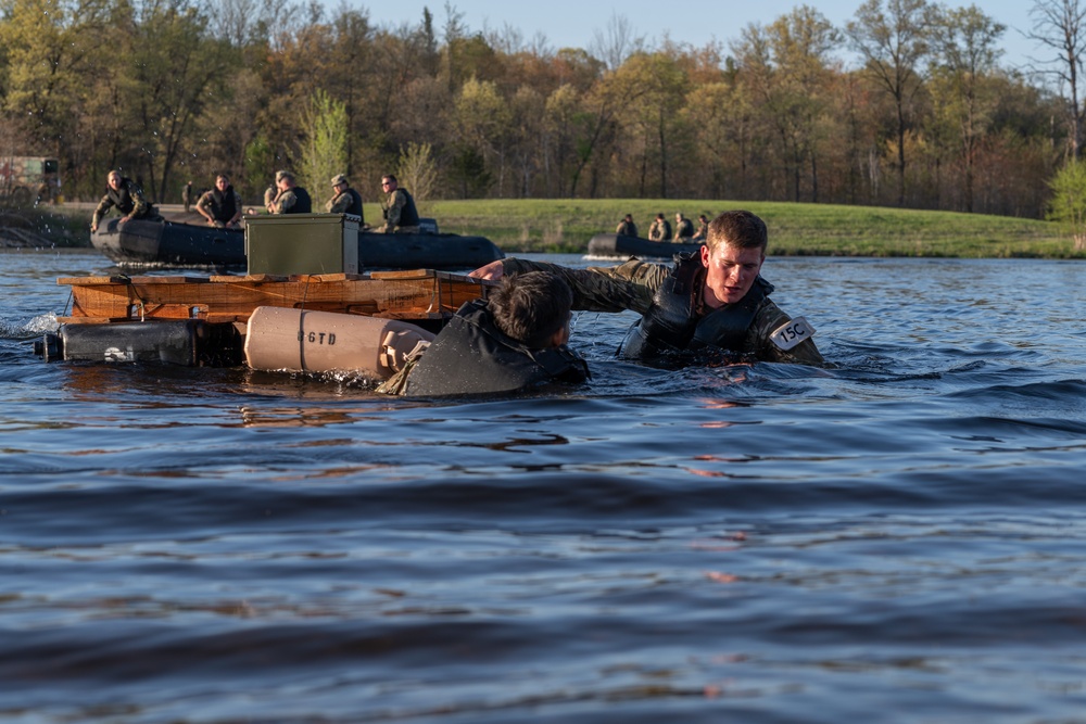 Army Reserve Best Medic Competitors participate in an engineer swim