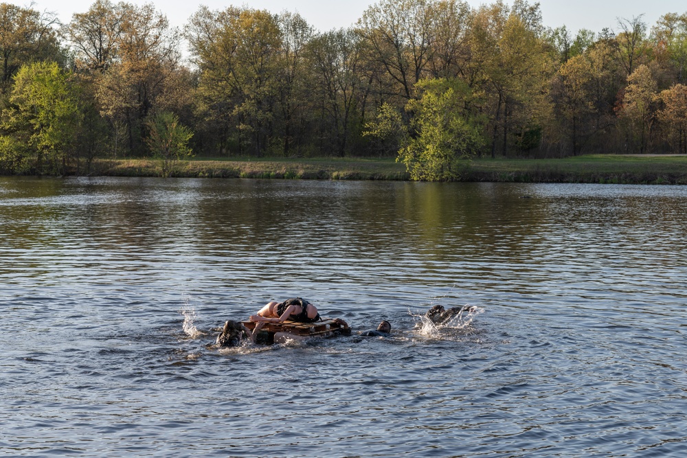 Army Reserve Best Medic Competitors participate in an engineer swim
