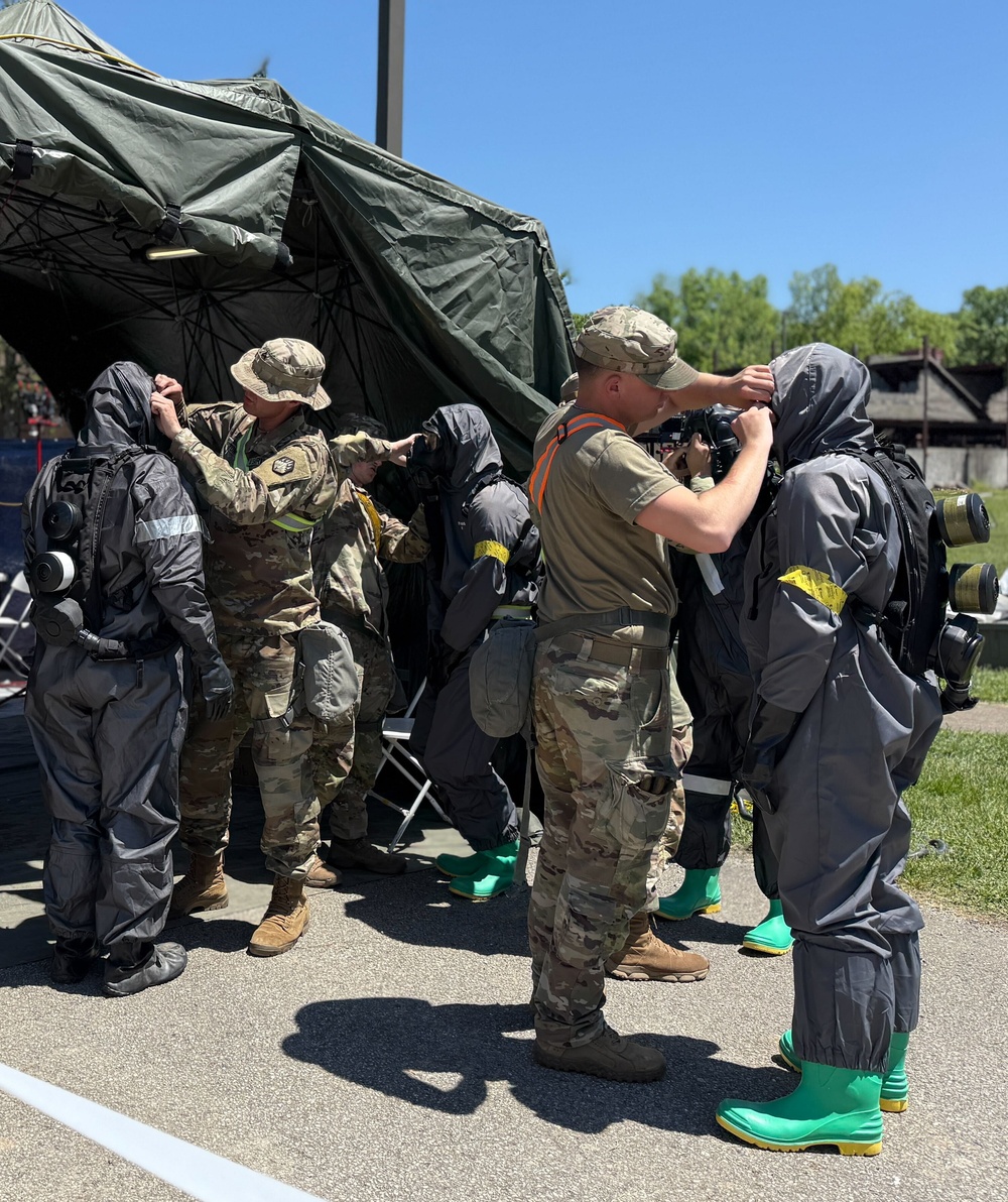 From Transit to Triage: Soldiers practicing urban decontamination operations
