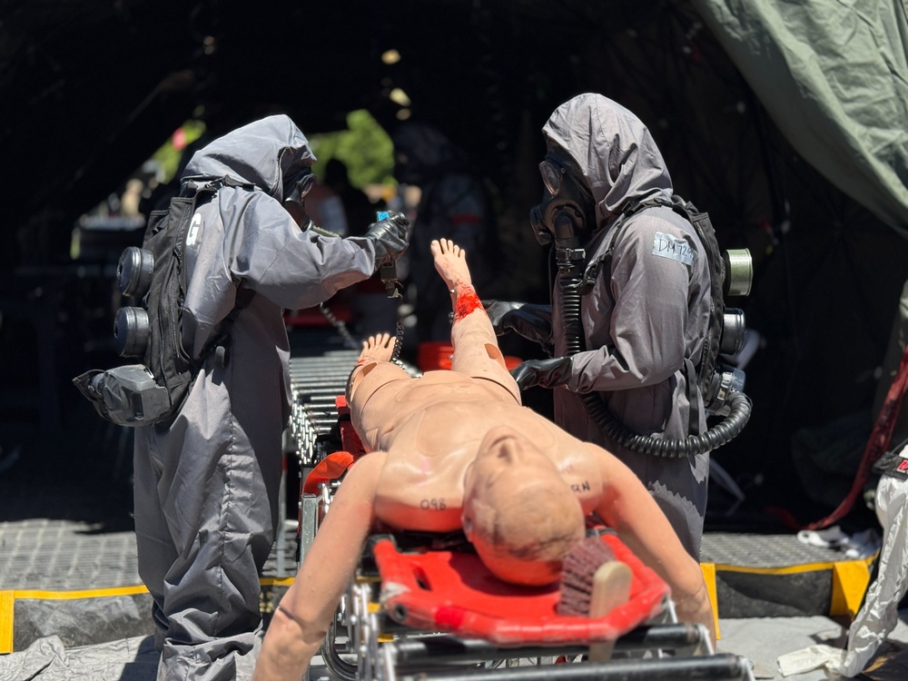 From Transit to Triage: Soldiers practicing urban decontamination operations