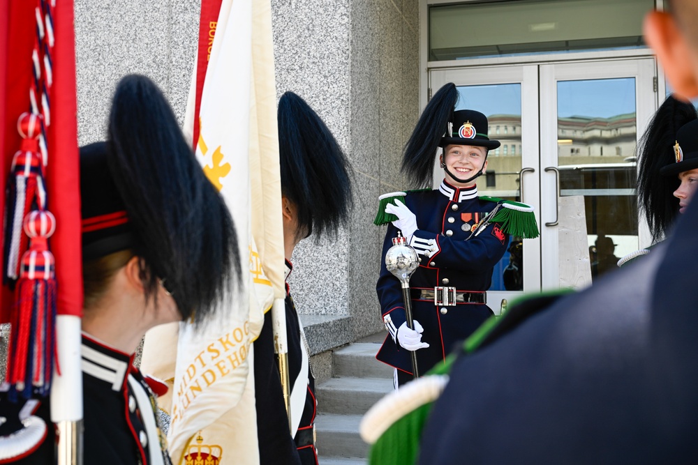Norway's His Majesty the King's Band and Drill Team preform at Minnesota Capitol