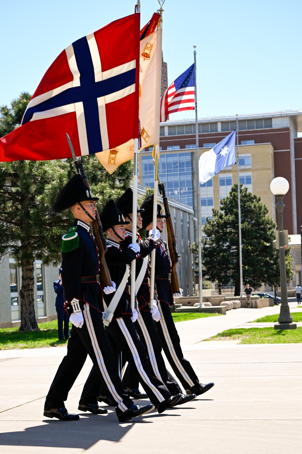 Norway's His Majesty the King's Band and Drill Team preform at Minnesota Capitol
