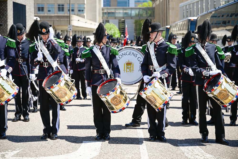 Norway's His Majesty the King's Band and Drill Team preform at Minnesota Capitol