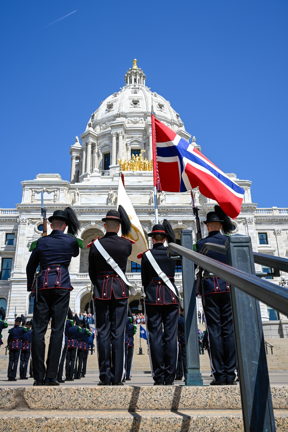 Norway's His Majesty the King's Band and Drill Team preform at Minnesota Capitol