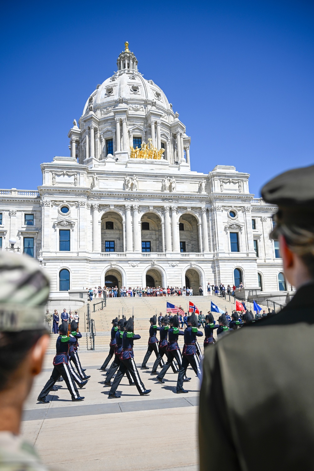 Norway's His Majesty the King's Band and Drill Team preform at Minnesota Capitol