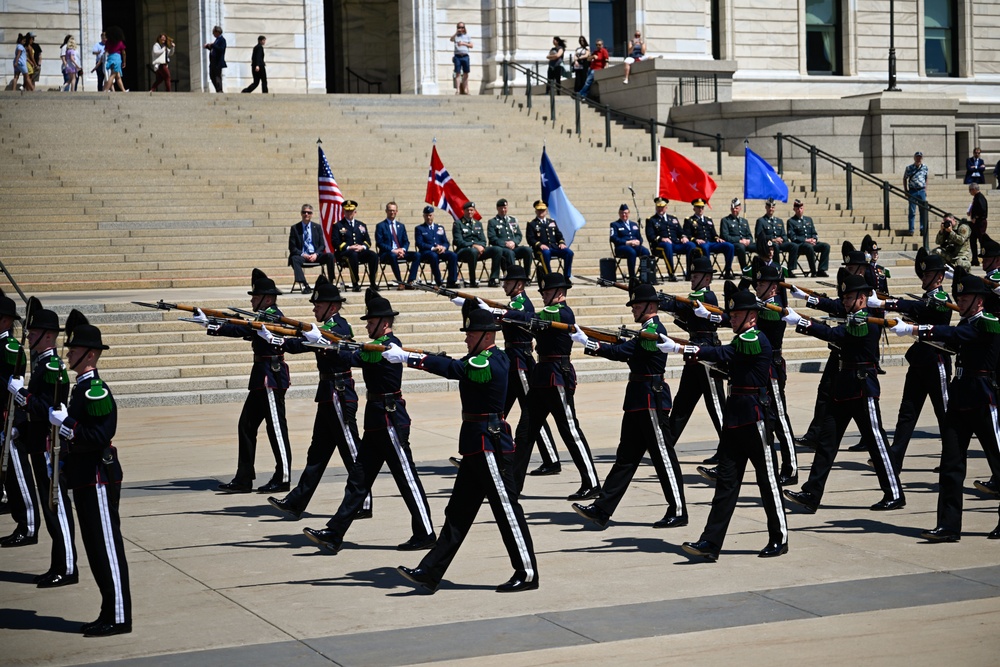 Norway's His Majesty the King's Band and Drill Team preform at Minnesota Capitol
